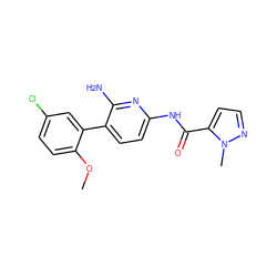 COc1ccc(Cl)cc1-c1ccc(NC(=O)c2ccnn2C)nc1N ZINC000473112312