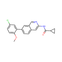 COc1ccc(Cl)cc1-c1ccc2cc(NC(=O)C3CC3)ncc2c1 ZINC000169699916