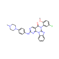 COc1ccc(Cl)cc1-n1c(=O)c2cnc(Nc3ccc(N4CCN(C)CC4)cc3)nc2n2c3ccccc3nc12 ZINC000053206630