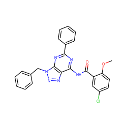 COc1ccc(Cl)cc1C(=O)Nc1nc(-c2ccccc2)nc2c1nnn2Cc1ccccc1 ZINC000040892407