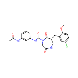 COc1ccc(Cl)cc1C[C@@H]1CNC(=O)CN(C(=O)Nc2cccc(NC(C)=O)c2)C1=O ZINC000115441039