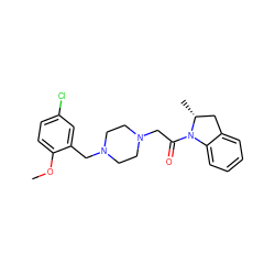 COc1ccc(Cl)cc1CN1CCN(CC(=O)N2c3ccccc3C[C@H]2C)CC1 ZINC000022941505