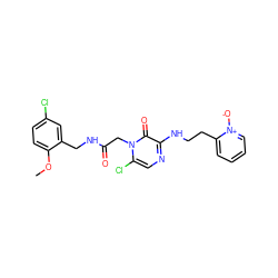 COc1ccc(Cl)cc1CNC(=O)Cn1c(Cl)cnc(NCCc2cccc[n+]2[O-])c1=O ZINC000066076884