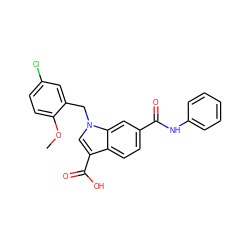 COc1ccc(Cl)cc1Cn1cc(C(=O)O)c2ccc(C(=O)Nc3ccccc3)cc21 ZINC000299859461