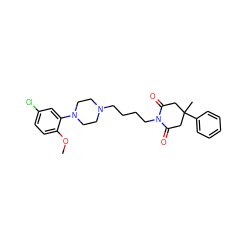 COc1ccc(Cl)cc1N1CCN(CCCCN2C(=O)CC(C)(c3ccccc3)CC2=O)CC1 ZINC000072173408