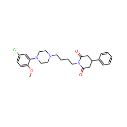 COc1ccc(Cl)cc1N1CCN(CCCCN2C(=O)CC(c3ccccc3)CC2=O)CC1 ZINC000072172264