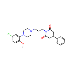 COc1ccc(Cl)cc1N1CCN(CCCN2C(=O)CC(c3ccccc3)CC2=O)CC1 ZINC000072175930