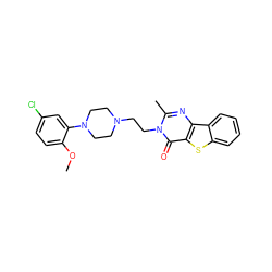 COc1ccc(Cl)cc1N1CCN(CCn2c(C)nc3c(sc4ccccc43)c2=O)CC1 ZINC000040585122