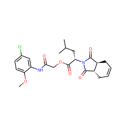 COc1ccc(Cl)cc1NC(=O)COC(=O)[C@H](CC(C)C)N1C(=O)[C@H]2CC=CC[C@@H]2C1=O ZINC000008691187