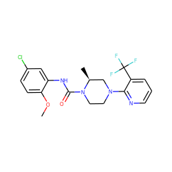 COc1ccc(Cl)cc1NC(=O)N1CCN(c2ncccc2C(F)(F)F)C[C@@H]1C ZINC000169348412