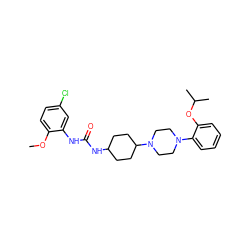 COc1ccc(Cl)cc1NC(=O)NC1CCC(N2CCN(c3ccccc3OC(C)C)CC2)CC1 ZINC000053050668