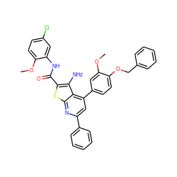 COc1ccc(Cl)cc1NC(=O)c1sc2nc(-c3ccccc3)cc(-c3ccc(OCc4ccccc4)c(OC)c3)c2c1N ZINC000008445939