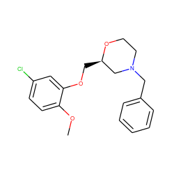 COc1ccc(Cl)cc1OC[C@@H]1CN(Cc2ccccc2)CCO1 ZINC000013579723