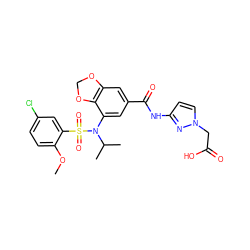 COc1ccc(Cl)cc1S(=O)(=O)N(c1cc(C(=O)Nc2ccn(CC(=O)O)n2)cc2c1OCO2)C(C)C ZINC000299855418