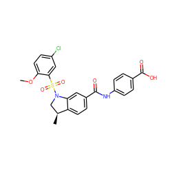 COc1ccc(Cl)cc1S(=O)(=O)N1C[C@H](C)c2ccc(C(=O)Nc3ccc(C(=O)O)cc3)cc21 ZINC000034948768