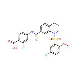 COc1ccc(Cl)cc1S(=O)(=O)N1CCCc2ccc(C(=O)Nc3ccc(C(=O)O)c(F)c3)cc21 ZINC000034948423