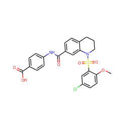 COc1ccc(Cl)cc1S(=O)(=O)N1CCCc2ccc(C(=O)Nc3ccc(C(=O)O)cc3)cc21 ZINC000034948584