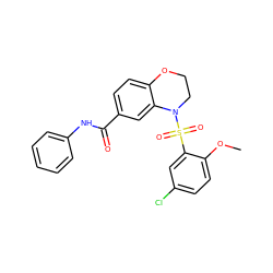 COc1ccc(Cl)cc1S(=O)(=O)N1CCOc2ccc(C(=O)Nc3ccccc3)cc21 ZINC000114514869