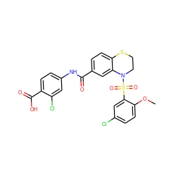 COc1ccc(Cl)cc1S(=O)(=O)N1CCSc2ccc(C(=O)Nc3ccc(C(=O)O)c(Cl)c3)cc21 ZINC000114517951