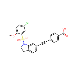 COc1ccc(Cl)cc1S(=O)(=O)N1CCc2ccc(C#Cc3ccc(C(=O)O)cc3)cc21 ZINC000299854753