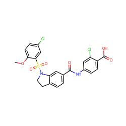 COc1ccc(Cl)cc1S(=O)(=O)N1CCc2ccc(C(=O)Nc3ccc(C(=O)O)c(Cl)c3)cc21 ZINC000059718133