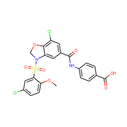 COc1ccc(Cl)cc1S(=O)(=O)N1COc2c(Cl)cc(C(=O)Nc3ccc(C(=O)O)cc3)cc21 ZINC000114516468