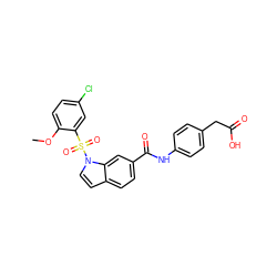 COc1ccc(Cl)cc1S(=O)(=O)n1ccc2ccc(C(=O)Nc3ccc(CC(=O)O)cc3)cc21 ZINC000148274541