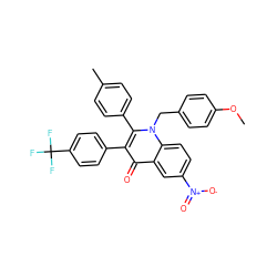 COc1ccc(Cn2c(-c3ccc(C)cc3)c(-c3ccc(C(F)(F)F)cc3)c(=O)c3cc([N+](=O)[O-])ccc32)cc1 ZINC001772648445