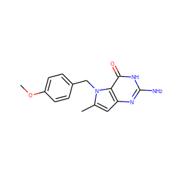 COc1ccc(Cn2c(C)cc3nc(N)[nH]c(=O)c32)cc1 ZINC000014974312