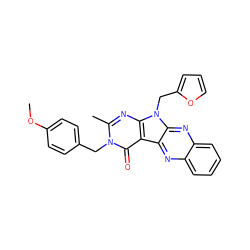 COc1ccc(Cn2c(C)nc3c(c2=O)c2nc4ccccc4nc2n3Cc2ccco2)cc1 ZINC000002309836