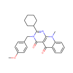 COc1ccc(Cn2c(C3CCCCC3)nc3c(c(=O)c4ccccc4n3C)c2=O)cc1 ZINC000002432315