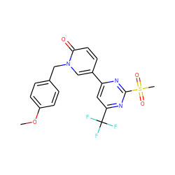 COc1ccc(Cn2cc(-c3cc(C(F)(F)F)nc(S(C)(=O)=O)n3)ccc2=O)cc1 ZINC001772618786