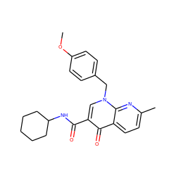 COc1ccc(Cn2cc(C(=O)NC3CCCCC3)c(=O)c3ccc(C)nc32)cc1 ZINC000035050294