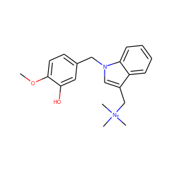 COc1ccc(Cn2cc(C[N+](C)(C)C)c3ccccc32)cc1O ZINC000103300504