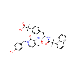 COc1ccc(Cn2ccc(C)c(NC(=O)[C@@H](Cc3ccc(C(C)(C)C(=O)O)cc3)NC(=O)C(C)(C)c3cccc4ccccc34)c2=O)cc1 ZINC000026486040