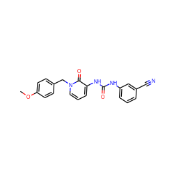 COc1ccc(Cn2cccc(NC(=O)Nc3cccc(C#N)c3)c2=O)cc1 ZINC000005000879