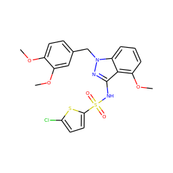 COc1ccc(Cn2nc(NS(=O)(=O)c3ccc(Cl)s3)c3c(OC)cccc32)cc1OC ZINC000084586523