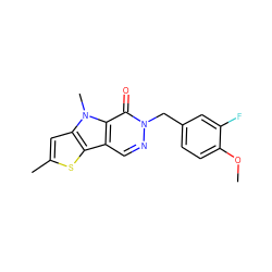 COc1ccc(Cn2ncc3c4sc(C)cc4n(C)c3c2=O)cc1F ZINC000036380386