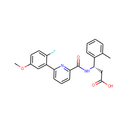 COc1ccc(F)c(-c2cccc(C(=O)N[C@@H](CC(=O)O)c3ccccc3C)n2)c1 ZINC000203323203