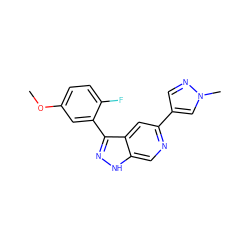 COc1ccc(F)c(-c2n[nH]c3cnc(-c4cnn(C)c4)cc23)c1 ZINC000205251497