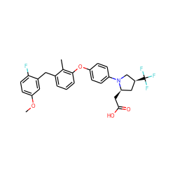 COc1ccc(F)c(Cc2cccc(Oc3ccc(N4C[C@@H](C(F)(F)F)C[C@H]4CC(=O)O)cc3)c2C)c1 ZINC001772579970