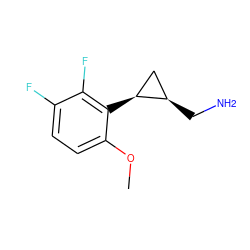 COc1ccc(F)c(F)c1[C@H]1C[C@H]1CN ZINC000653707685