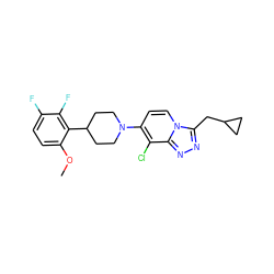 COc1ccc(F)c(F)c1C1CCN(c2ccn3c(CC4CC4)nnc3c2Cl)CC1 ZINC000095559800