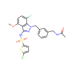 COc1ccc(F)c2c1c(NS(=O)(=O)c1ccc(Cl)s1)nn2Cc1cccc(CNC(C)=O)c1 ZINC000095582327