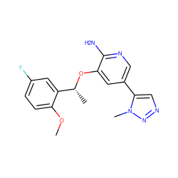 COc1ccc(F)cc1[C@@H](C)Oc1cc(-c2cnnn2C)cnc1N ZINC000098208469