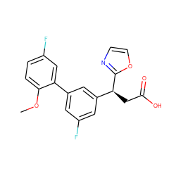 COc1ccc(F)cc1-c1cc(F)cc([C@H](CC(=O)O)c2ncco2)c1 ZINC001772632028