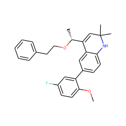 COc1ccc(F)cc1-c1ccc2c(c1)C([C@@H](C)OCCc1ccccc1)=CC(C)(C)N2 ZINC000014968867