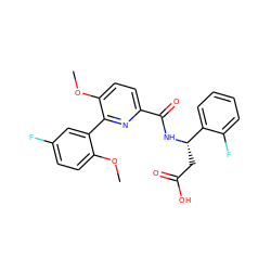 COc1ccc(F)cc1-c1nc(C(=O)N[C@@H](CC(=O)O)c2ccccc2F)ccc1OC ZINC000203892773