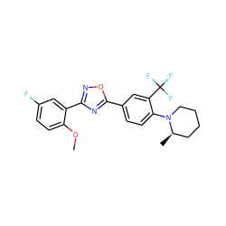 COc1ccc(F)cc1-c1noc(-c2ccc(N3CCCC[C@H]3C)c(C(F)(F)F)c2)n1 ZINC000043204051