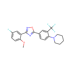 COc1ccc(F)cc1-c1noc(-c2ccc(N3CCCCC3)c(C(F)(F)F)c2)n1 ZINC000043204054